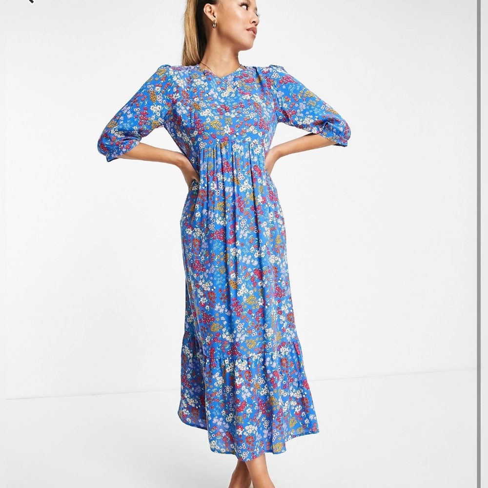 ASOS Petite Purple Pink Puff Sleeve Maxi Dress